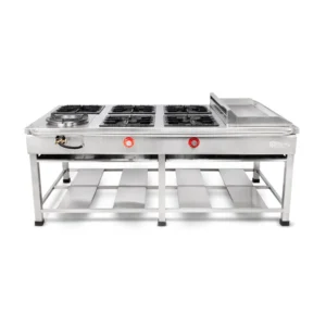 COCINA 5 HORNILLAS + WOK+PLANCHA SANGUCHERA MODELO ISLA